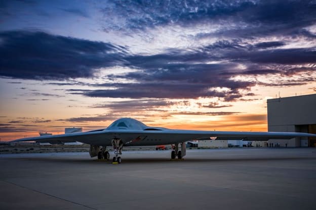 Engine tests of the B-21 Raider are underway in Palmdale, California. (Image: Northrop Grumman.)