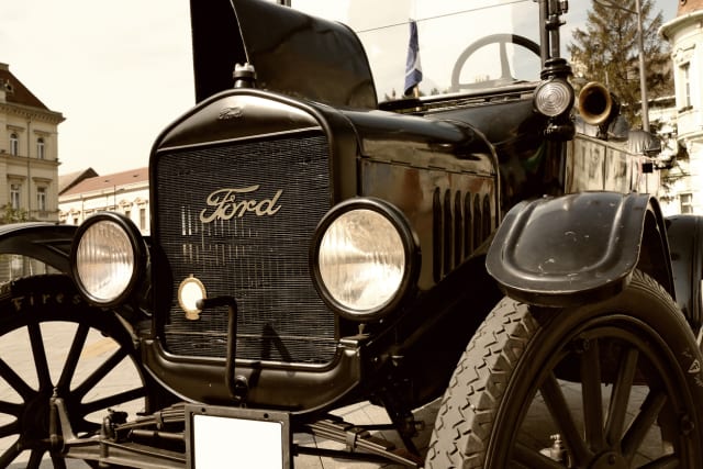 The Ford Model T was the first series production car by Ford Motor Company. Image: stock photo.