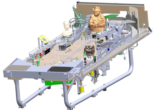 CAD model of Jersey Jack’s Godfather pinball machine. (Image: Jersey Jack.)