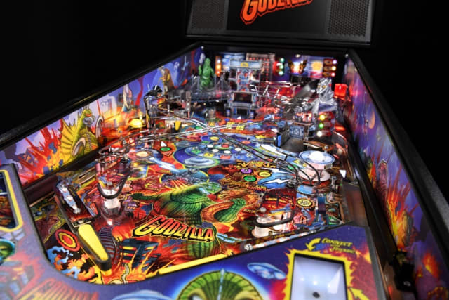 Playfield of Stern Pinball’s Godzilla machine. (Image: Stern Pinball.)