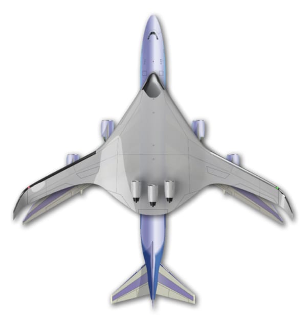 Comparison of a Blended Wing Body plane with a conventional aircraft. (Image: Natilus.)